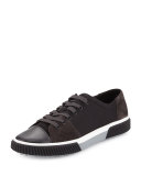 Canvas & Suede Low-Top Sneaker, Black