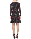 Boulder-Print Fit & Flare Dress, Multi