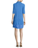 Half-Sleeve Slub Open-Front Cardigan