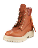 Lace-Up Leather Site Boot, Whiskey
