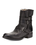 Triumvirate Leather Ankle Boot, Black