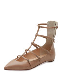 Toerless Muse Caged Skimmer Red Sole Flat, Nude