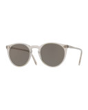 O'Malley NYC Peaked Round Monochromatic Sunglasses, Gray