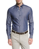 Polished Solid Long-Sleeve Sport Shirt, Navy