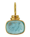 19K Gold Cab Ostrich & Putto Venetian Glass Intaglio Pendant