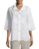 Patchwork Cotton Eyelet Shirt, Petite
