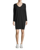Flame Jersey V-Neck Shift Dress, Dark Gray