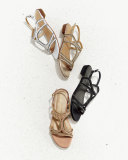 Samoa Chain Strappy Flat Sandal, White