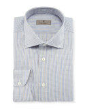 Micro-Gingham Dress Shirt, Tan