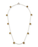 Silver and Bronze Long Coin Necklace, 36"