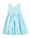 Sleeveless Gingham Seersucker Sundress, Turquoise, Size 7-10