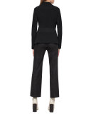 Cara Cropped Full-Leg Denim Pants, Black