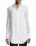 Foulard Fil Coupé French-Cuff Blouse, Cream