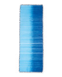 Wool/Silk Ikat Scarf w/ Pom-Poms, Bluebell