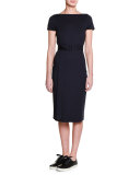 Cap-Sleeve Belted Sheath Dress, Blazer