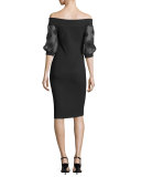 Elke Off-the-Shoulder Cocktail Dress, Black