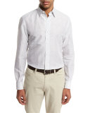Melange Linen-Cotton Sport Shirt, Light Gray