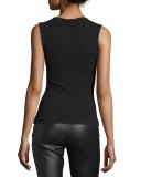 Scoop-Neck Knit Tank, Black