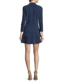 Natalia Tiered Silk Shirtdress, Peacoat