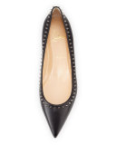 Anjalina Studded Red Sole Flat, Black