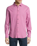 Seersucker Sport Shirt, Berry