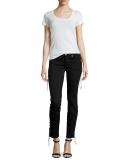 Suki Lace-Up Mid-Rise Skinny Ankle Jeans, Black