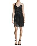 Fringe-Hem Embellished Knit Bandage Dress, Black