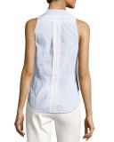 Sleeveless Poplin Wrap Top, Oxford