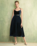 Sleeveless Crisscross-Back Midi Dress, Navy