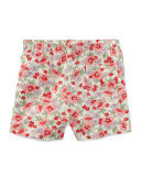 Floral Linen-Blend Drawstring Shorts, Pink, Size 2T-4T