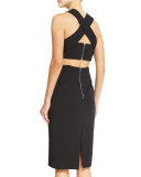 Sleeveless Bandage-Wrap Dress, Black