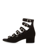Suede Strappy 40mm Sandal, Black