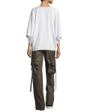 Cotton Mid-Rise Cargo Pants, Brown