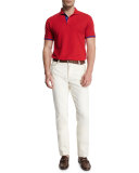 Tennis Court Five-Pocket Twill Pants, White