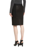 Leary Patchwork Suede Skirt, Black