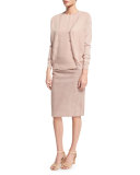 Cynthia Suede Pencil Skirt, Rose
