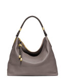 Skorpios Braid-Trim Leather Shoulder Bag, Elephant