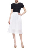 Geometric Eyelet Lace Skirt