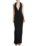 Grace Sleeveless Crepe Maxi Dress, Black