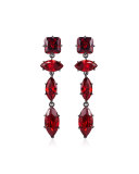 Jagged Edge Marquise Crystal Drop Earrings, Red