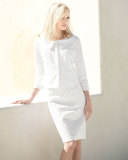 Long-Sleeve Eyelet Skirt Suit 