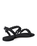 Jelly Chain-Link Flat Sandal, Black