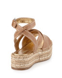 Crisscross Leather Espadrille Sandal, Natural