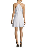 Mitered-Stripe V-Neck Shift Dress, White