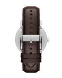 Check-Dial Watch with Leather Strap 