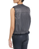 Reversible Zip-Front Fur Vest, Navy
