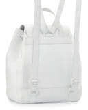 Crocodile Drawstring Backpack, White Shiny