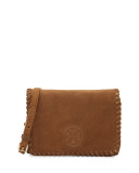 Marion Suede Flap Crossbody Bag, River Rock