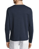 Long-Sleeve Henley Shirt, Navy