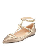 Rockstud Caged Ballerina Flat, Sasso